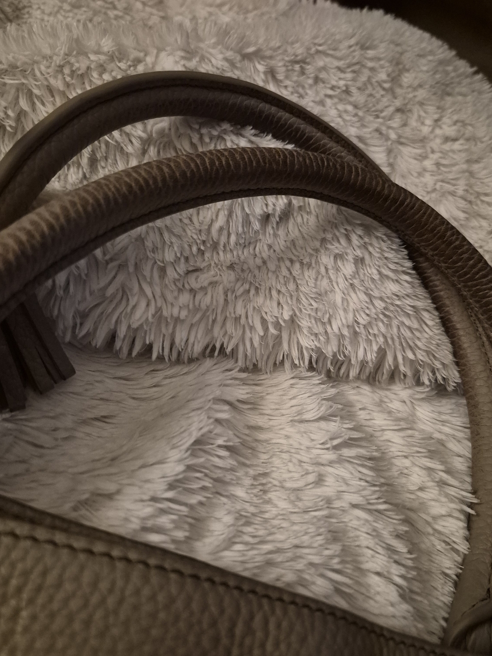 Tory Burch Pebbled Leather Tassel Tote — Taupe - Picture 8 of 10